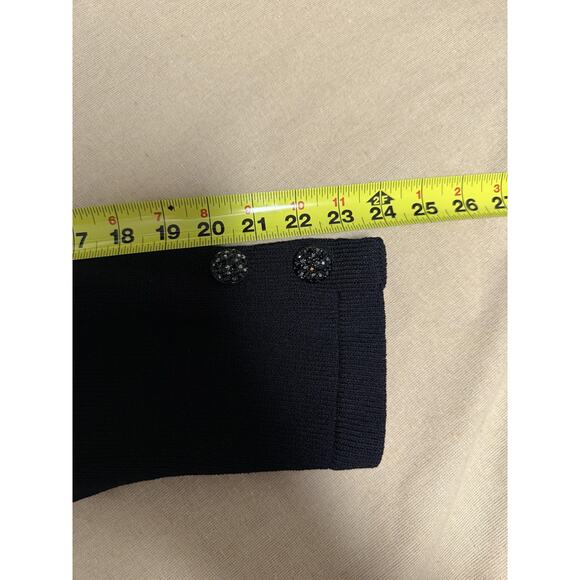 Vitali Knit Coat Womens 14 Black Wool Beaded Collar Rhinestone Buttons Made USA - Picture 14 of 16